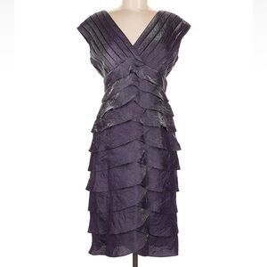 Adrianna Papell Shiny Purple Scalloped Dress